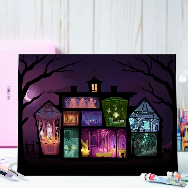 Haunted Mansion Inspired Art Print / 99 Happy Haunts / Magic Kingdom Inspired / Grim Grinning Ghosts