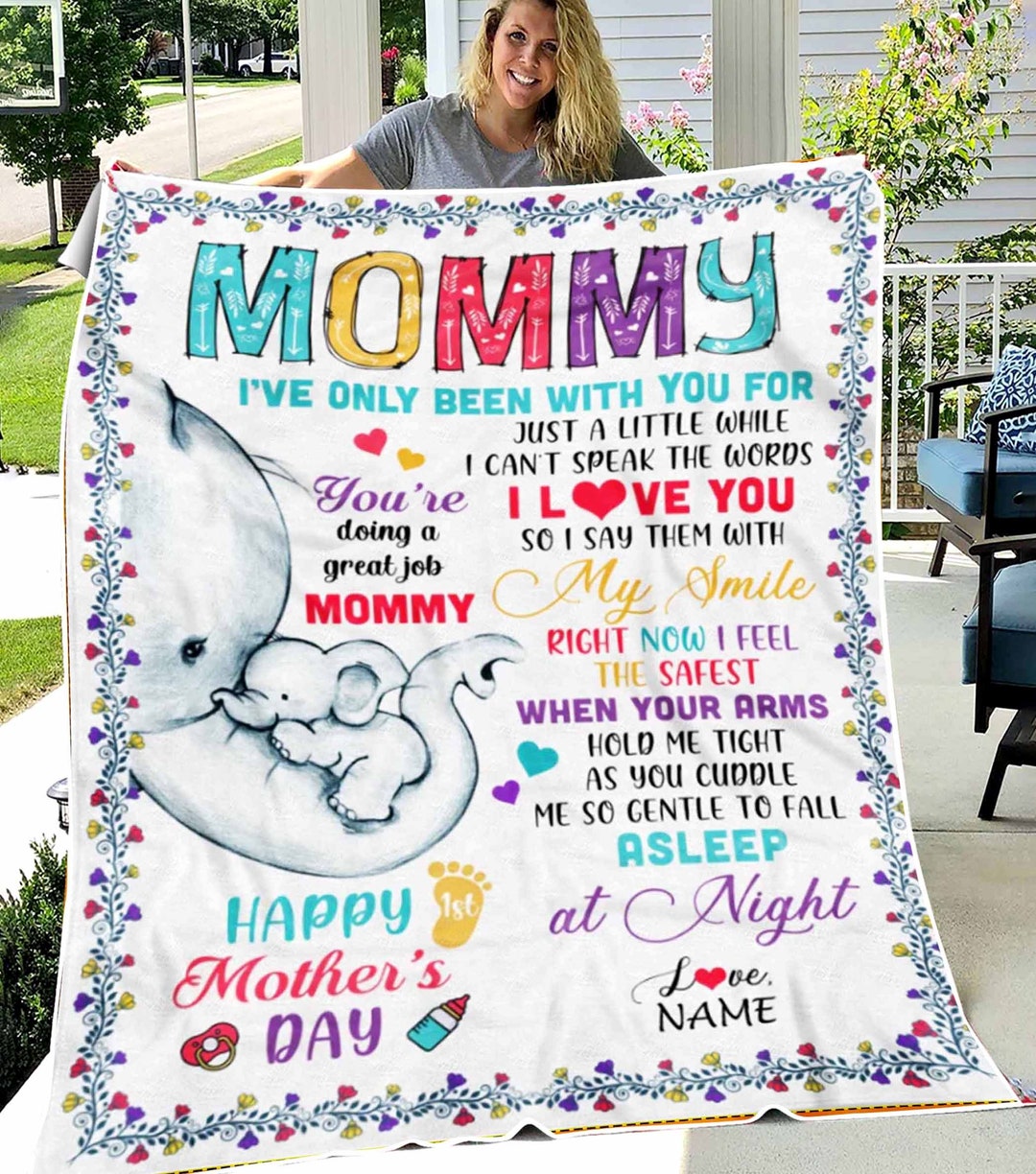 Custom New Mom Gift From Baby to Mom Elephant Blanket Fleece Etsy