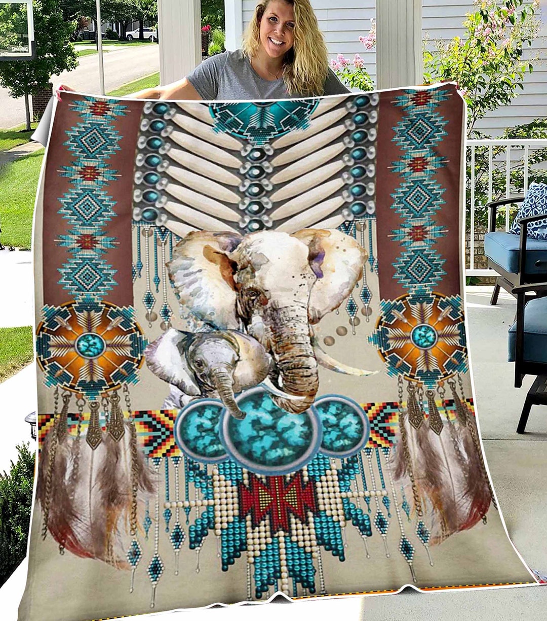 Elephant Native America Elephant Mom Fleece Sherpa Blanket Etsy