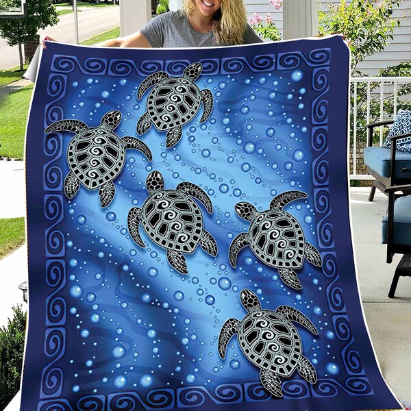 Turtle Blanket Etsy