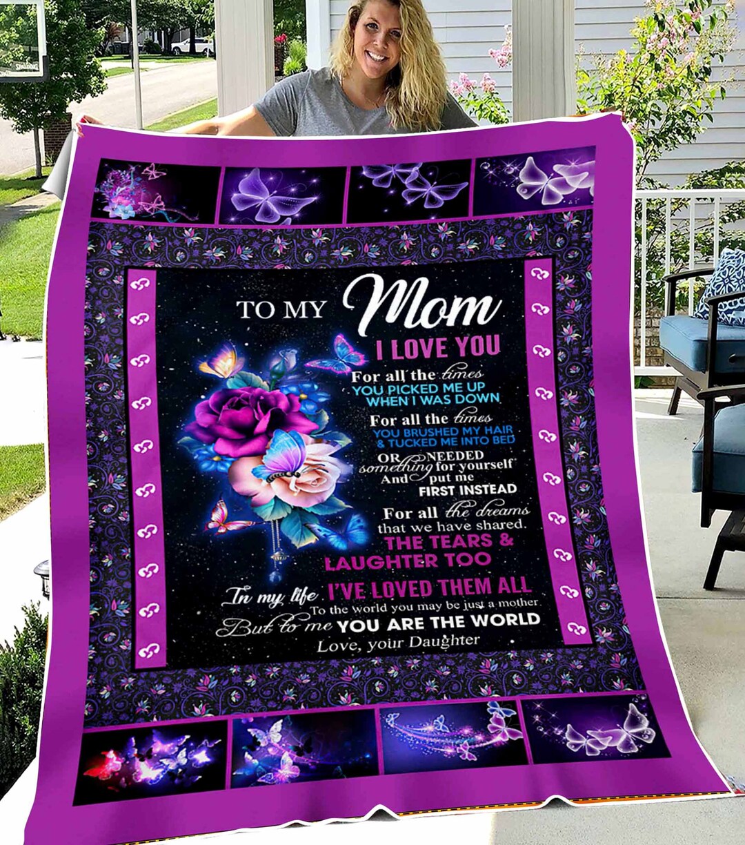 Custom Mom Blanket I Love You Flower Fleece Sherpa Blanket Etsy