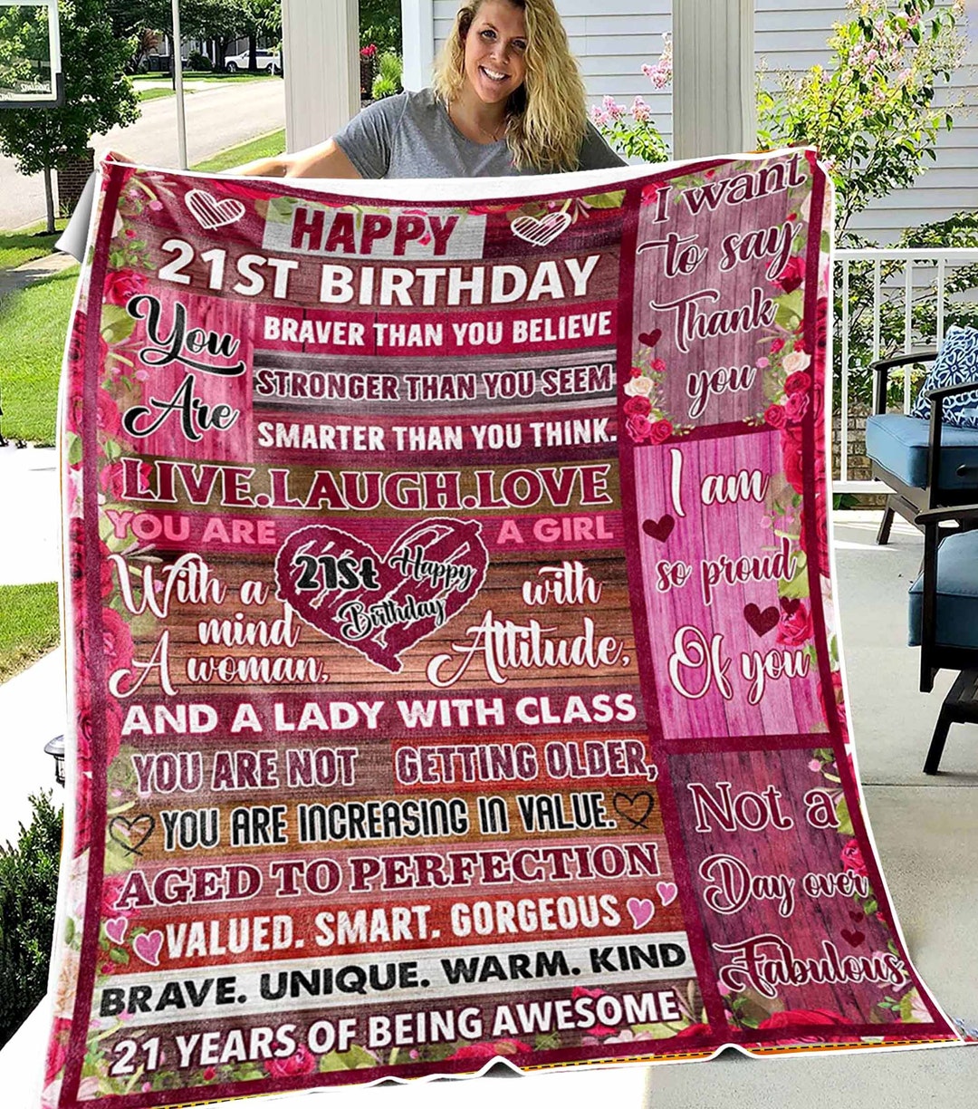 Custom 21st Birthday Blanket Birthday Gift for Girls Gift for Etsy