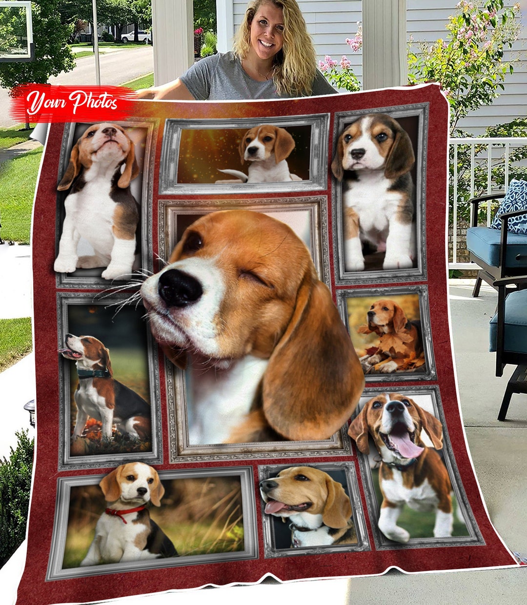 Beagle Blanket Custom Personalized Photo Picture Doogle Dog Etsy