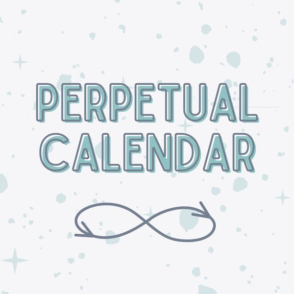 Printable Perpetual Calendar Planner Digital Download