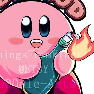 May include: Pink cartoon character holding a lit Molotov cocktail with the text "OBEY GOD DEFY TYRANTS" in a retro style font.