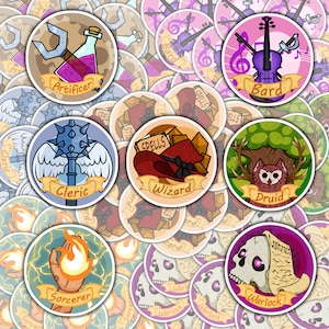 D&D Class Buttons/Stickers set