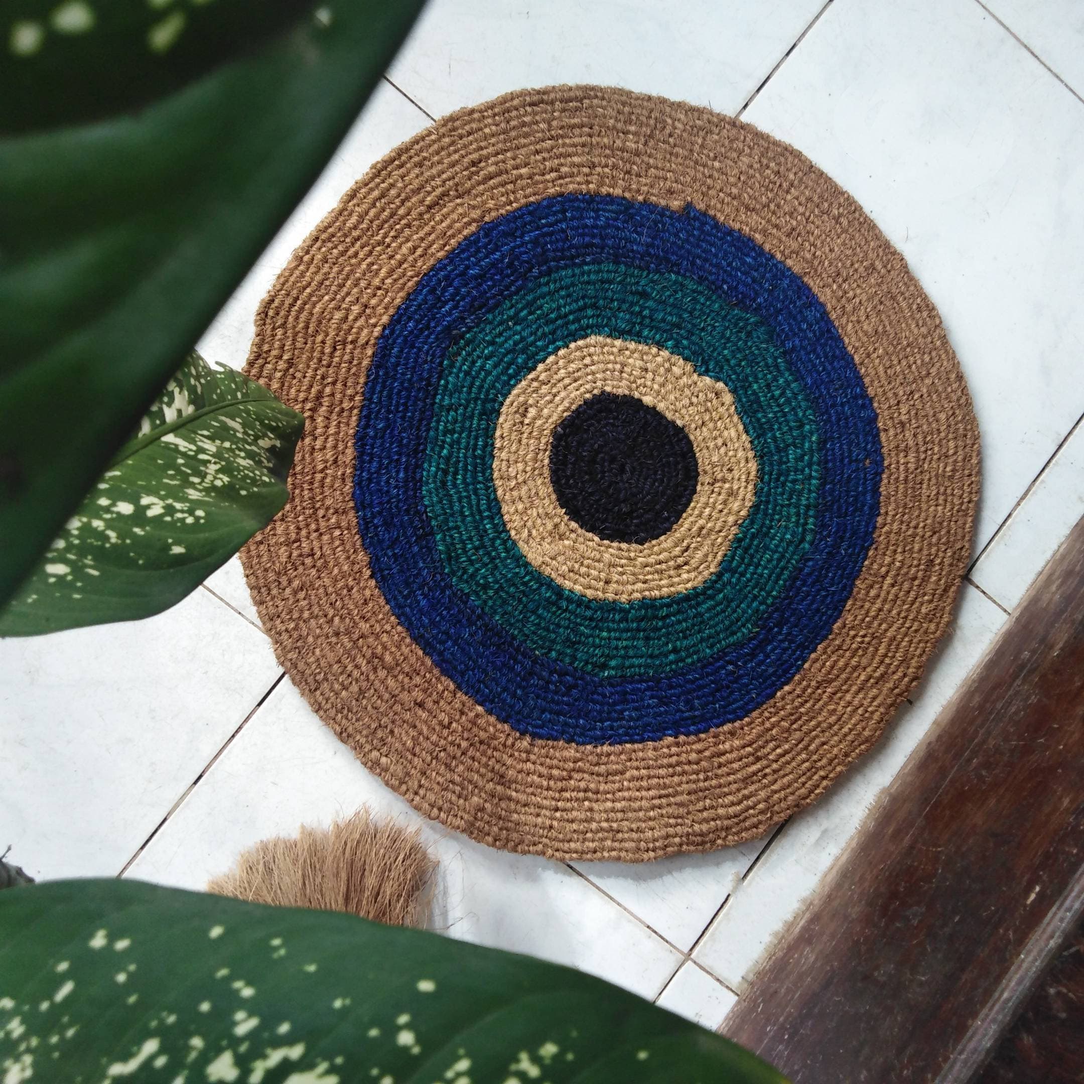 Felpudo bohemio de ojo malvado de fibra de coco Natural, felpudo grande de  bienvenida de decoración con mal de ojo, felpudo de entrada Good Vibes,  alfombras de mal de ojo 