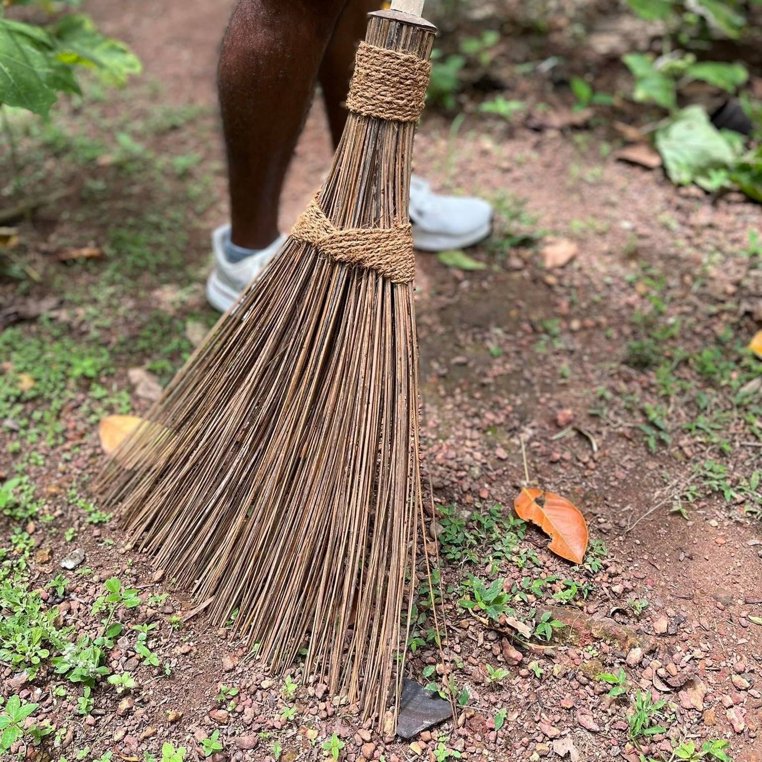 Coco Soft Broom With Handle House Brush Floor Yard Garden Leaf