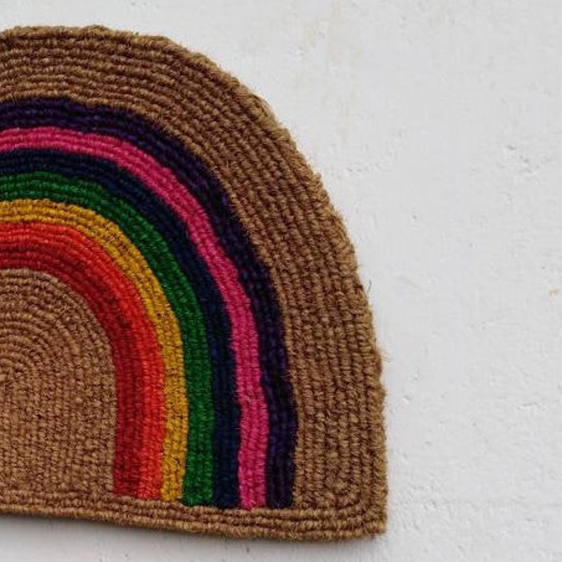 Round Rainbow Coir Doormats New Home Gift Doormats Etsy