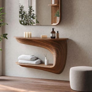Farmhouse bedside makeup Handcrafted desk makeup vanity table rustic solid wood dressing table modern skincare storage for bedroom decor