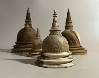 Wooden Buddhist Stupa, Karaduva, Buddha Statue Relic Deposit, Wood Home Decor, Meditation Statue, wooden HandCraft Gift