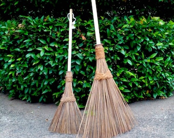 Island style broom to sweep wet leaves or snow, 100% Natural Coconut Garden yard Broom, Gardeners or Kids Broom, Farm house back door decor