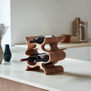 Farmhouse solid wood wine rack countertop rustic wine bottle holder handmade wine stand for modern kitchen or home bar decor