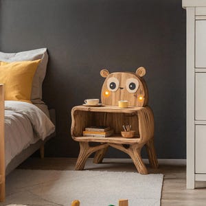 Rustic Halloween bedside table Handmade nightstand with drawer natural wood bedside shelf farmhouse floating table for bedroom gift for home
