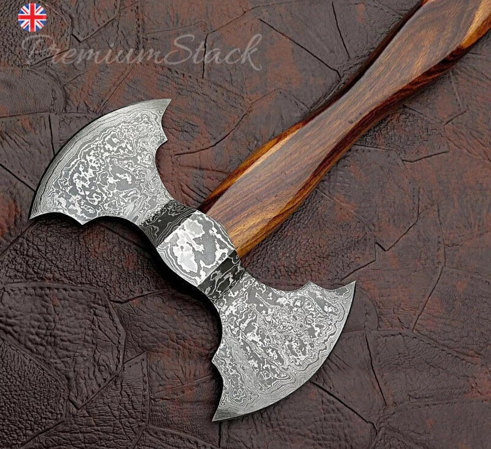 Double Blade Axe Handmade Damascus Steel Axe Rose wood Etsy