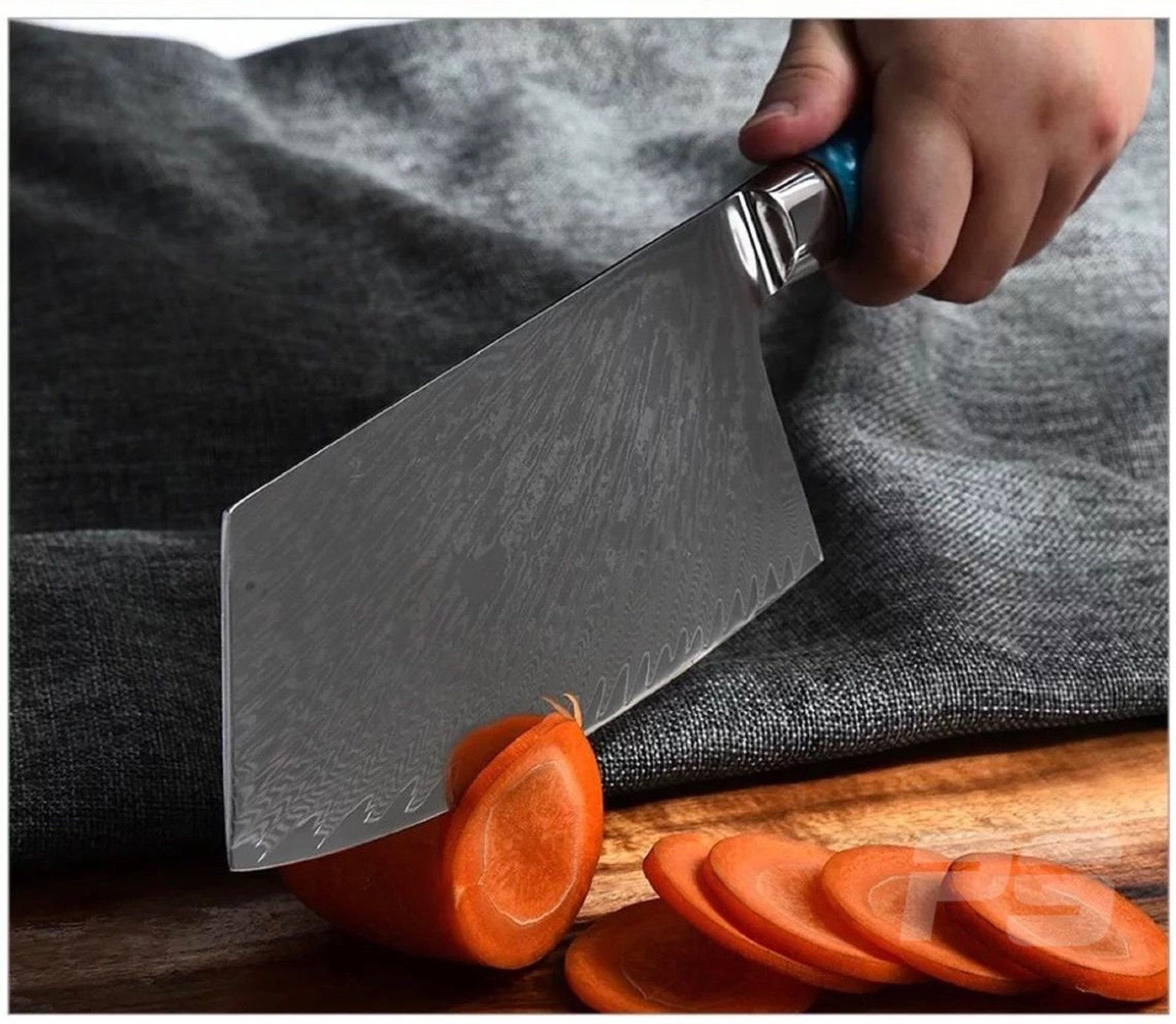 Damascus Japanese Chef Cleaver Handmade Nakiri Knife Etsy