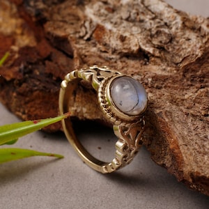 Moonstone Ring,Brass Ring,Vintage Rings,Handmade Ring,Boho Ring,Anniversary Ring,Wedding Ring,Gift Ring,Deco Ring,Gift For Her