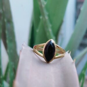 Black Obsidian Ring, Brass Ring, Handmade Ring, Vintage Rings,Boho Rings, Minimalist Ring, Anniversary Ring, Wedding Ring,Deco, Gift For Her