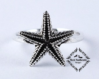 925 Sterling Silver Ring, Starfish Silver Ring, Vintage Ring, Handmade Ring, Wedding Ring, Silver Dainty Ring, Silver Ocean Ring, Gift Ring