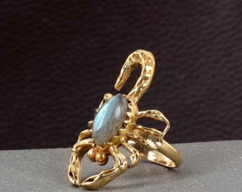 Scorpion ring, Scorpio Astrology Labradorite Jewelry, Scorpion Jewelry, Scorpion Handmade Labradorite Ring, rings for women