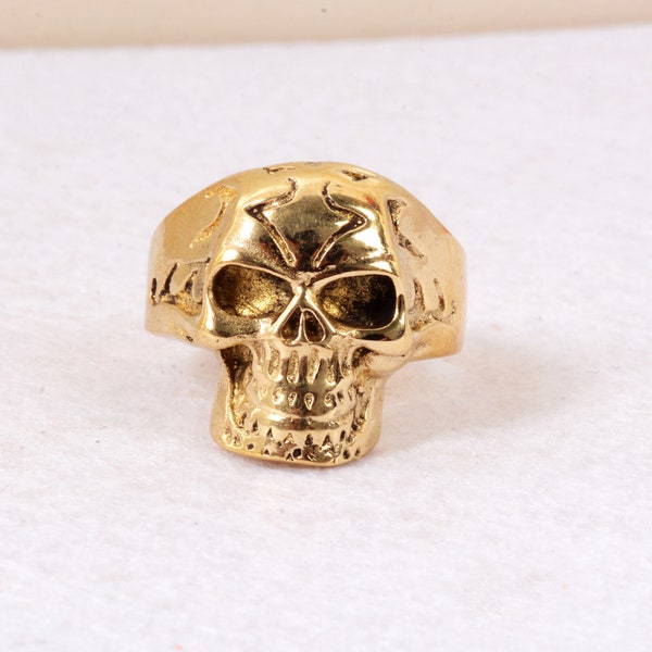 Skull Brass Ring, momento mori ring, Ghost Skull Ring, Vintage Ring, Men's Ring, Unique Ring, Boho Ring, Personalized gift, Ethnic ring