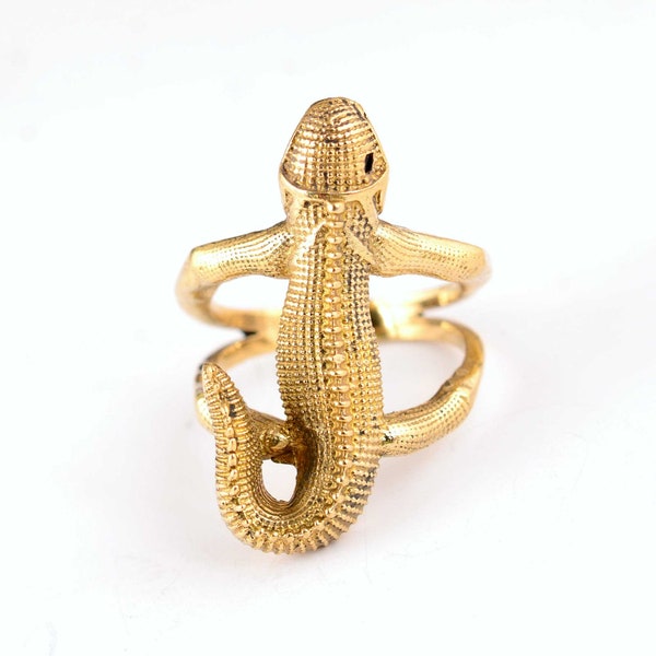 Gold Salamander Lizard Ring, Gecko Ring, Salamander Ring, Reptile Ring, Women's Gold Ring, Lizard Wrap Ring, Lizard Jewelry, Wrap Ring