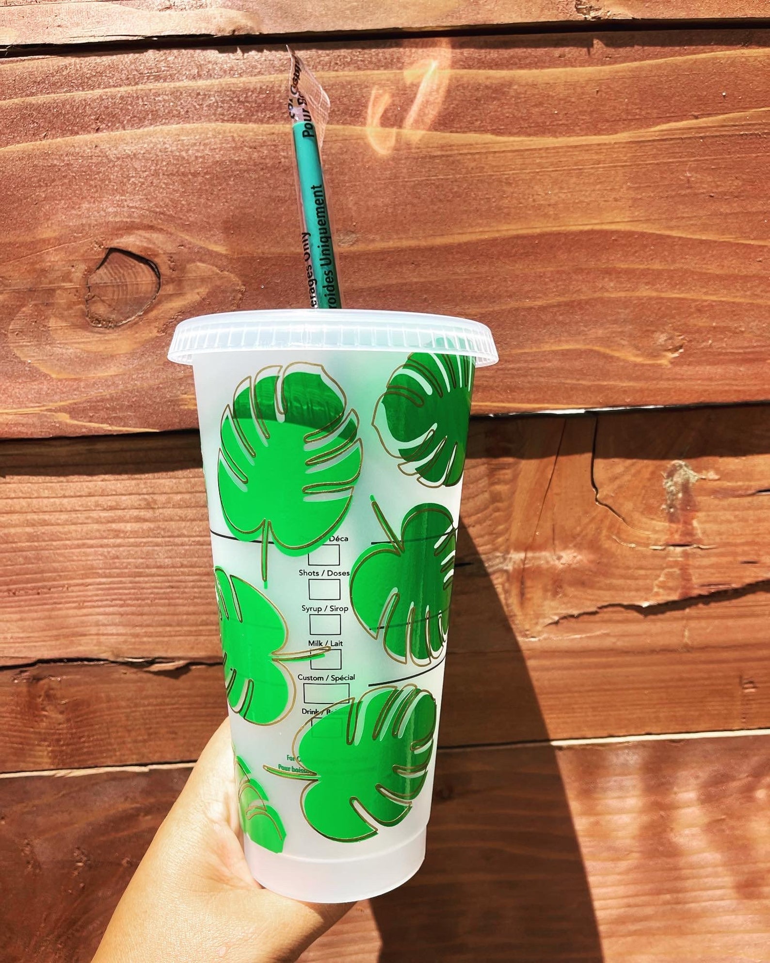 Monstera Cup Leaf Cup Cute Starbucks Cups Monstera | Etsy