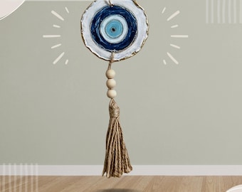Evil Eye Wall Hanging | Hand-Painted Protection Talisman | Boho Home Decor | Good Luck Charm Gift