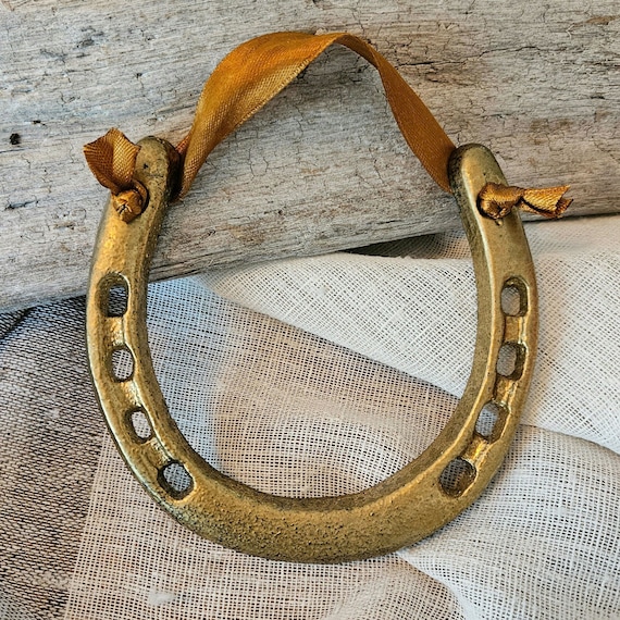 Gold Painted Lucky Horseshoe Wall Art, Boho Western Decor