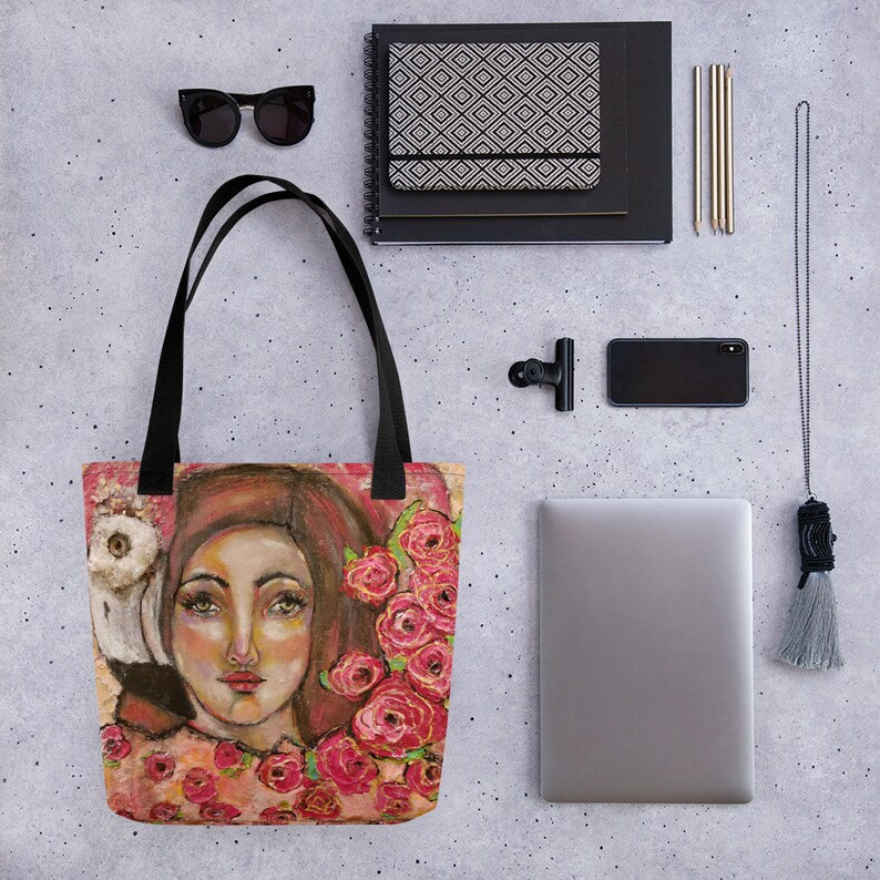 Tote Bag Wearable Art All Over Print Painted Lady Face Etsy