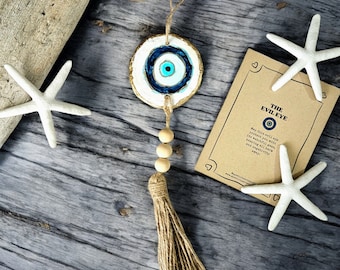 Evil Eye Wall Hanging, New Home Protection Amulet, Meaningful Housewarming Gift, Unique Good Luck Charm, Nazar Boho Decor "Small"