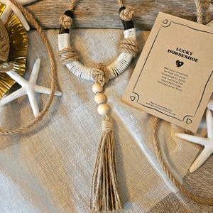 Rope Wrapped Lucky Horseshoe, Boho Western Wall Art
