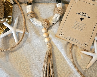 Rope Wrapped Lucky Horseshoe, Boho Western Wall Art