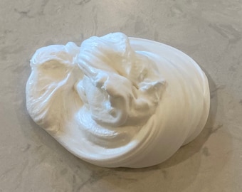 I make fluffy slime. It is very fluffy and stretchy.