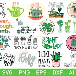 Plant Lady SVG Bundle, Crazy Plant Lady SVG, Plant Lover Bundle svg, eps, dxf, ai, png, Arquivos para Cricut