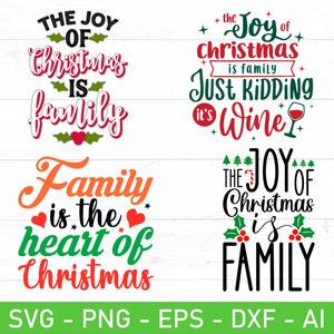 La alegría de la Navidad es la familia SVG, Familia de Navidad svg, eps, dxf, ai, png, Archivos para Cricut