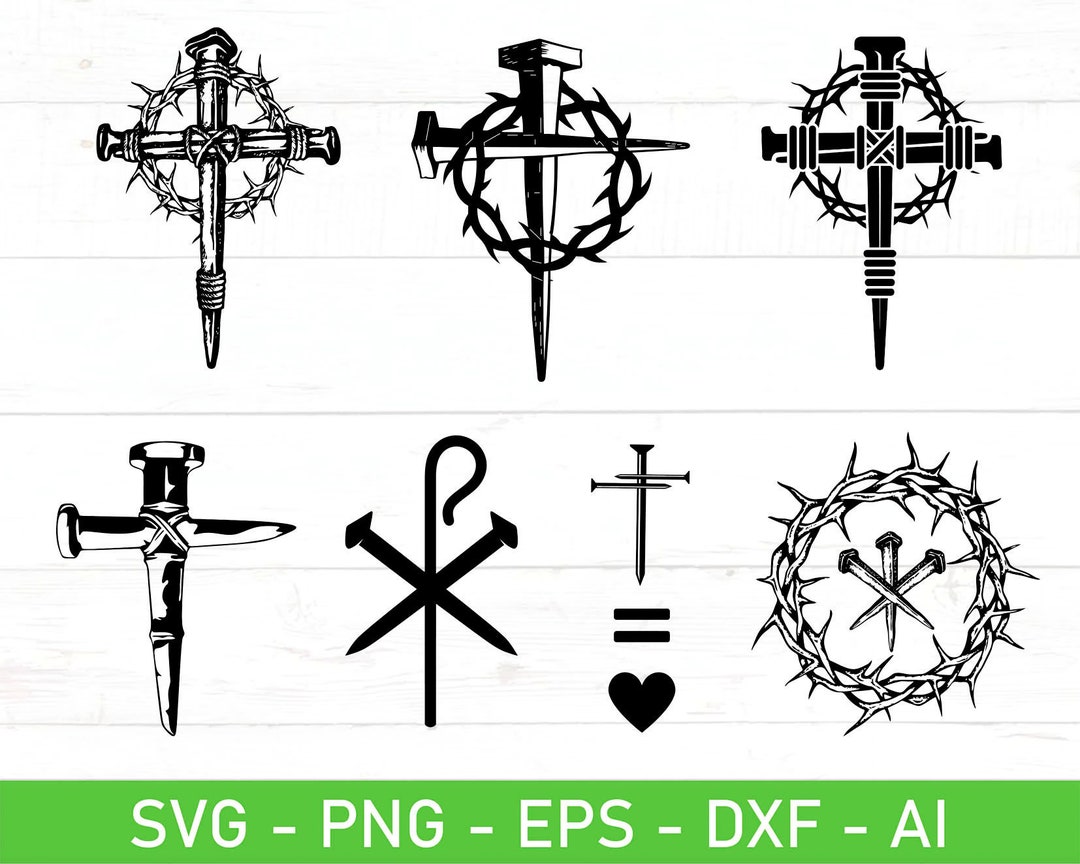 Nail Cross Svg, Christian Nail Cross Svg, Three Nails Cross Svg, Eps, Dxf, Ai, Png, Files for