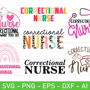 Paquete SVG de enfermera correccional, PNG de enfermera correccional, Estetoscopio arcoíris de enfermera correccional con corazón retro