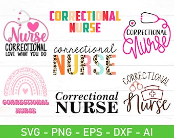 Correctional Nurse SVG Bundle, Correctional Nurse png, Correctional Nurse Rainbow Stethoscope Retro Heart