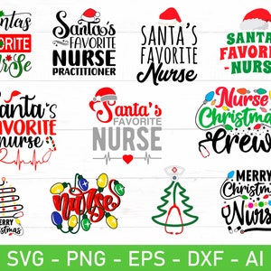 Christmas Nurse svg Bundle, Santa's Favorite Nurse svg, Christmas Stethoscope svg, Christmas Nurse Crew svg