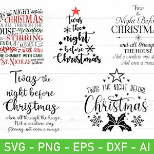 Była noc przed Bożym Narodzeniem svg, eps, dxf, ai, png, pliki dla Cricut