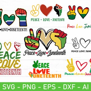 平和と愛のジューンティーンス svg、eps、dxf、ai、png、Cricut 用ファイル