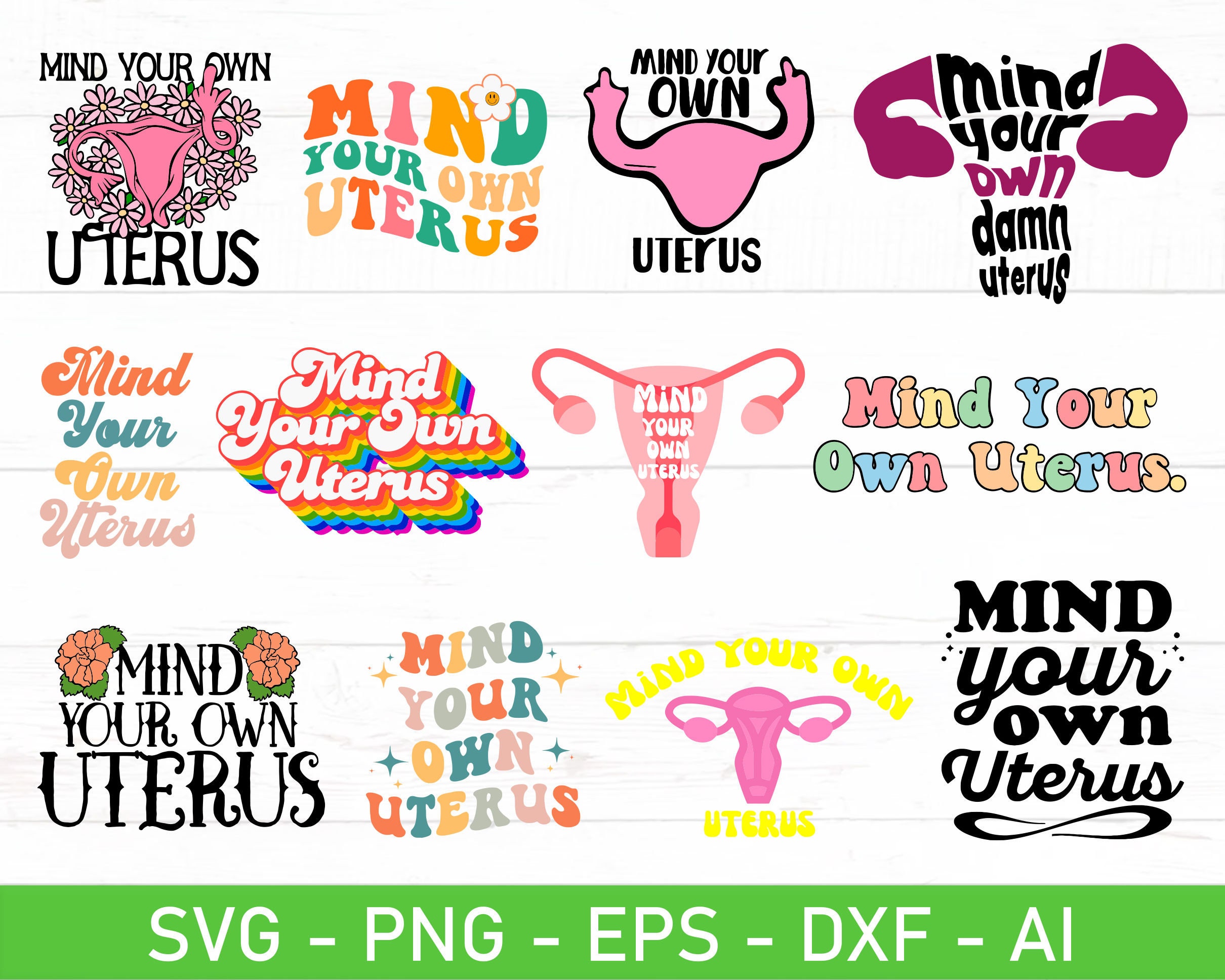 Mind Your Own Uterus Svg Pro Choice Svg Women's Rights - Etsy Denmark