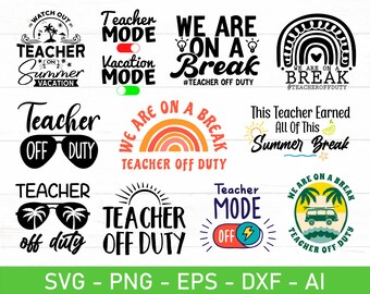 Lehrer im Urlaub svg, Lehrer außer Dienst svg, Stranden nicht Lehren svg, Schulen für den Sommer svg, eps, dxf, ai, png, Cricut-Dateien