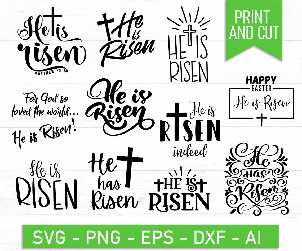 He is Risen Svg, Jesus is Risen Svg, Jesus Easter Svg, Christian Quote ...