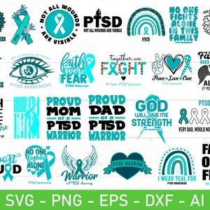 Ptsd svg png Bundle, ptsd Faith Over Fear, ptsd Awareness, ptsd shirt svg, ptsd gift svg, ptsd Retro Leopard Print Rainbow Warrior