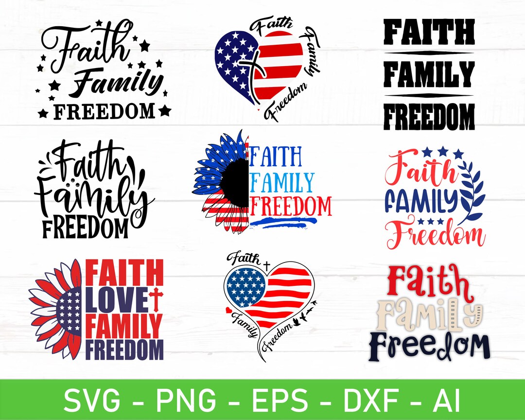 Faith Family Freedom Svg, Faith Family Freedom Heart American Flag Svg