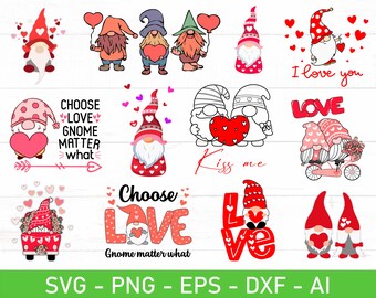 Valentine’s Day Gnomes SVG Bundle, eps, dxf, ai, png, Files For Cricut