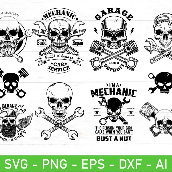 Skull Mechanic svg, US Mechanic Skull svg, Mechanic Skull svg, Mechanic Shirt svg