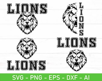Lions SVG Bundle, Lions Football svg,Lions mascot svg, logo eps, dxf, ai, png, Files For Cricut